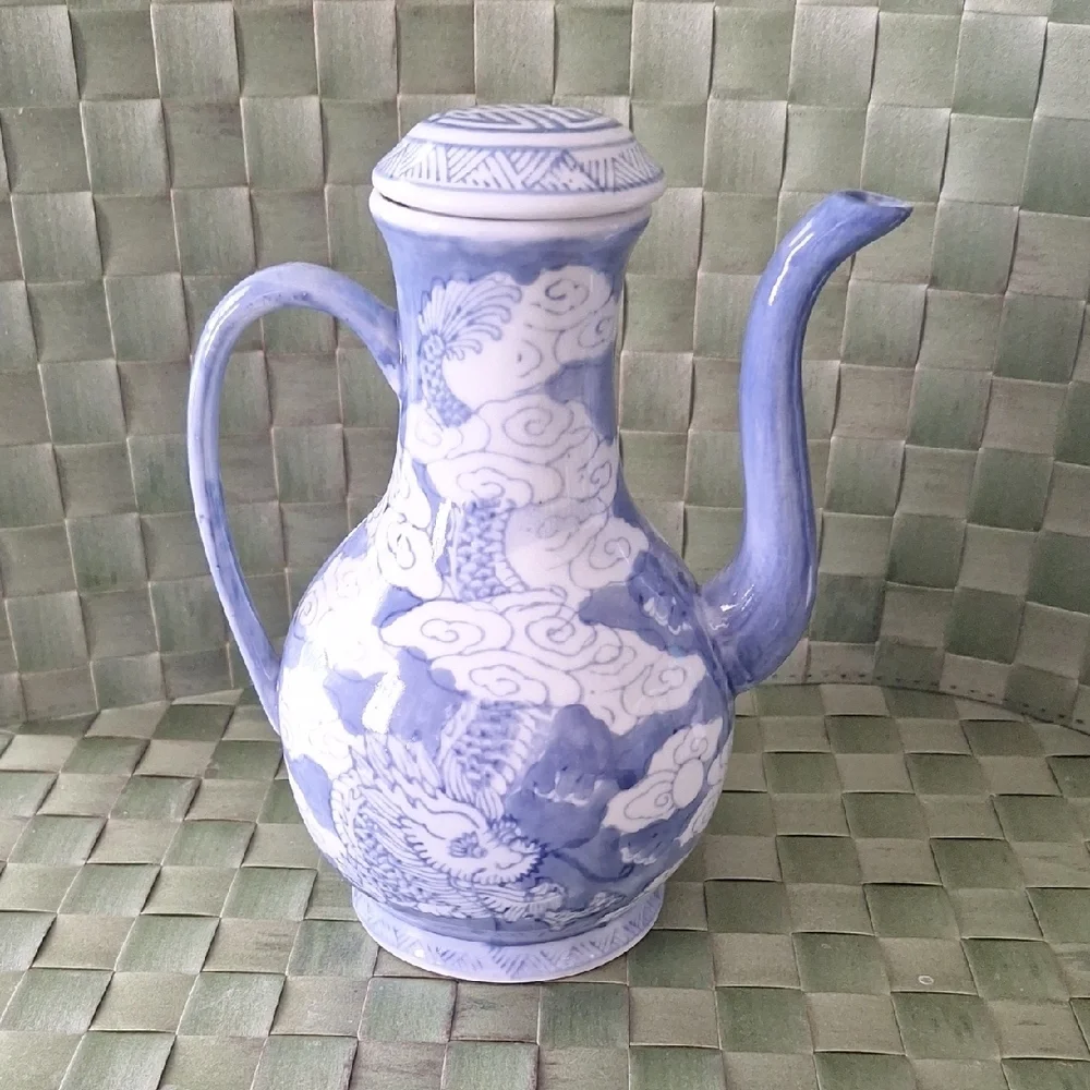 Pier 1 Blue and White Ceramic Teapot